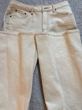 Cream Wide-Leg Womens Jeans with Flare